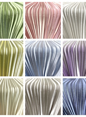 纯色流光压皱百褶肌理服装舞台装饰布料 风琴褶影视舞蹈裙子面料