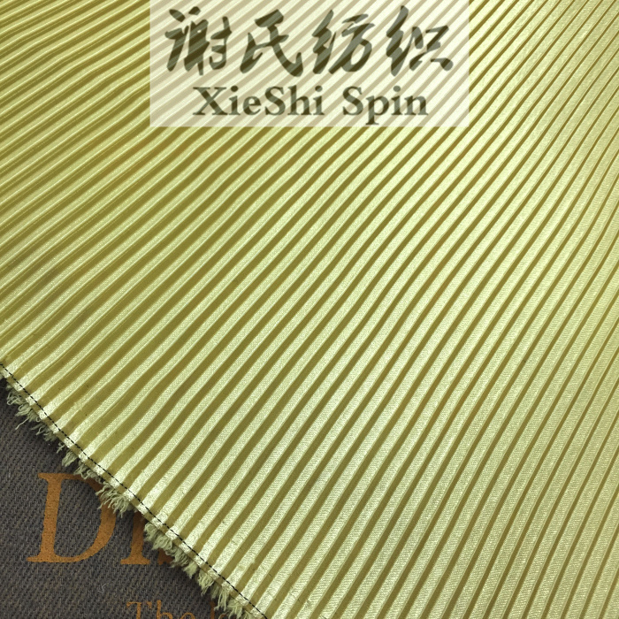风琴折淡黄色压皱亮缎面细百褶布料不透半身裙面料ins风布料