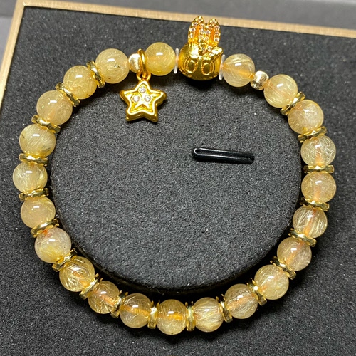 Wx012 7mm拉布 星星 金发晶 闪耀的星