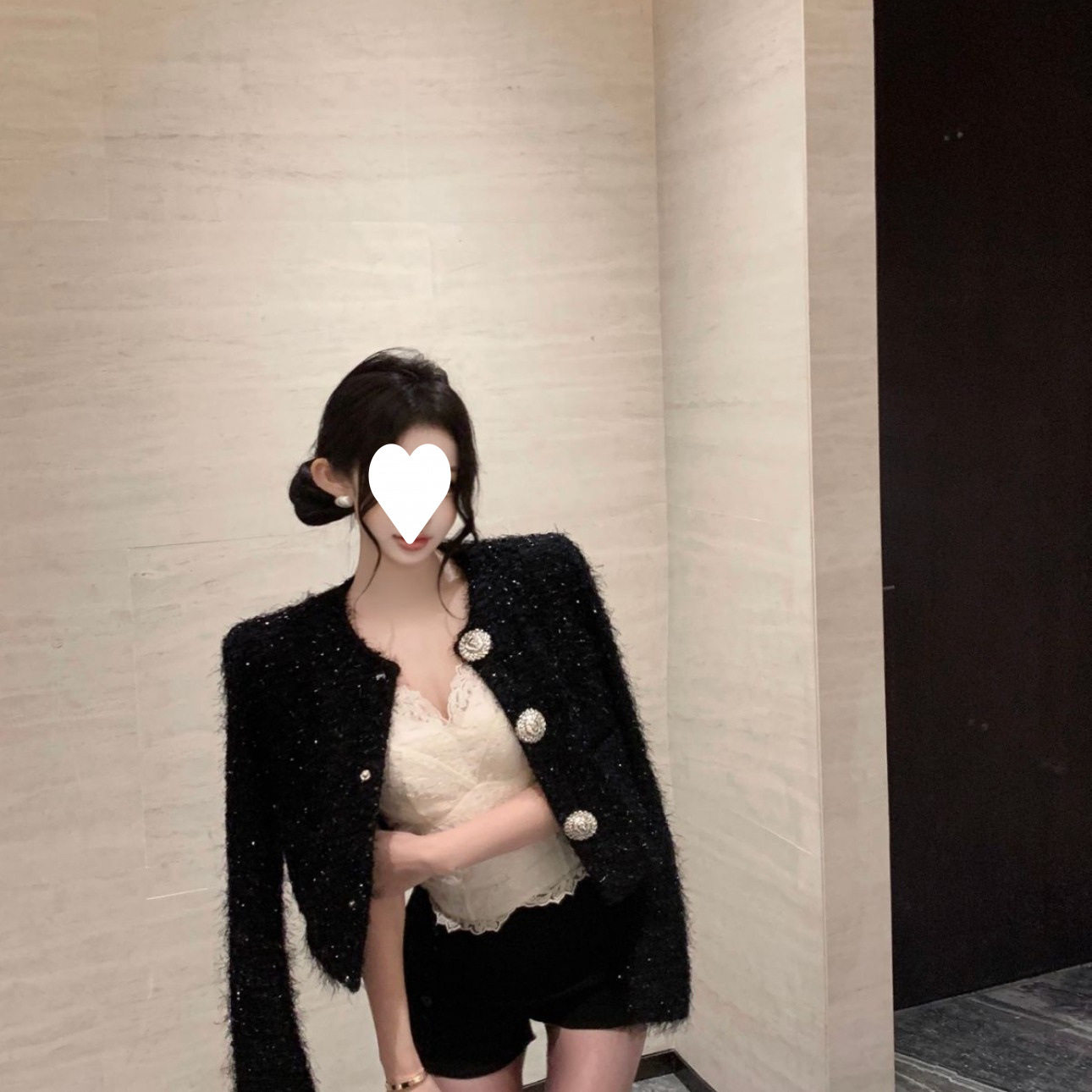 法式气质吊带内搭圆领排扣短款百搭重工花纱小香风外套套装女,女装/女士精品,短外套,淘宝优惠券,粉丝福利购,淘宝优惠卷