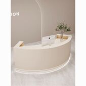 德国品质奶油风美容院收银台服装 店圆弧转角医导台公司前台接待台