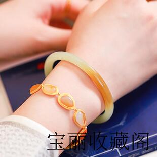 婆罗花和田玉新疆且末料国润玉矿直供糖白羊脂玉圆条叮当手镯送礼