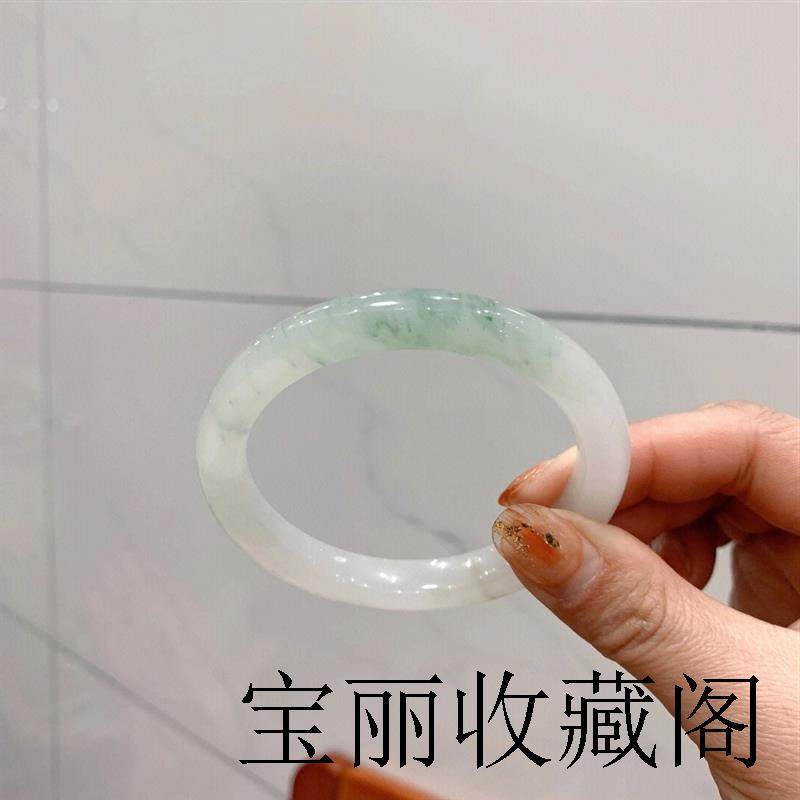 新疆精品天山翠金丝玉手镯冰种飘花细圆条美人叮当媲美翡翠和田玉