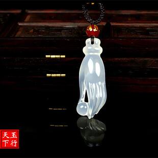 收藏款玉髓白冰种佛手玉石吊坠白冰掌上明珠项链高档男女同款玉坠