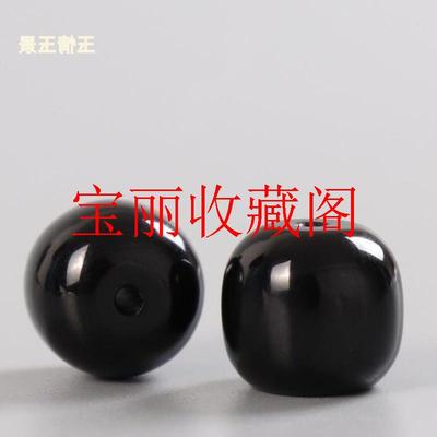 亮光墨玉老型珠文玩配饰隔珠单珠