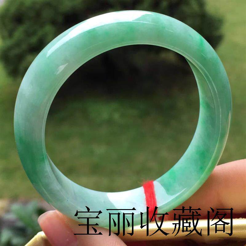 君缘缅甸翡翠色玉手镯阳绿正圈满豆绿色水润飘花玉石玉镯旺夫少女