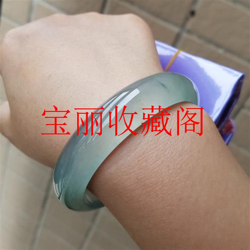 缅甸玉手镯子女款高级宝石级冰种翡翠色飘花透润通透无瑕处理送礼