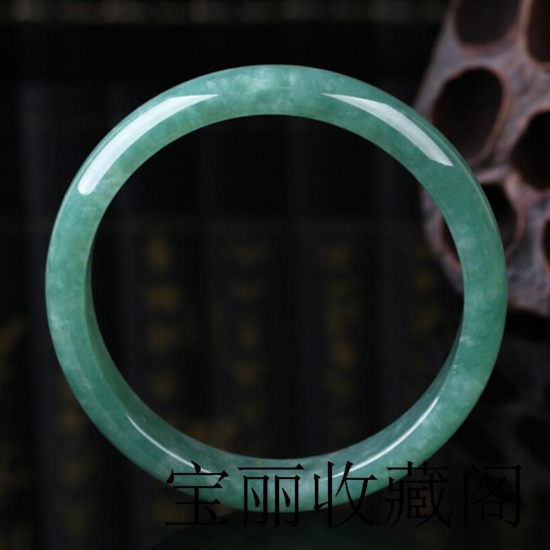 高端缅甸玉翡翠色手镯精品老坑百搭冰糯油青飘花玉手镯子珠宝女款