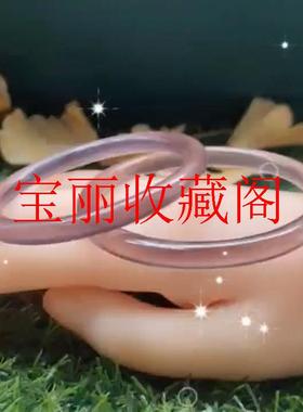 轻奢淡雅灰紫玉髓圆条手镯细圆条烟灰紫玛瑙叮当美人玉镯高级女款