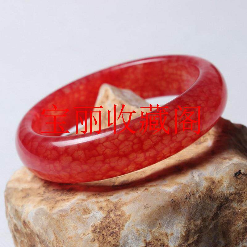 捡漏精选鸡血石红白手镯全红鸡血玉大红冰种玉石手镯子饰品送礼品
