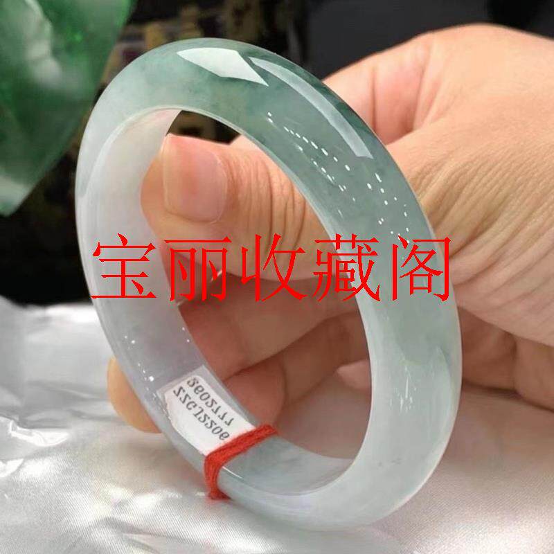 油青翡翠色玉手镯女新款国风美人镯气质款缅甸玉镯子半山半水手镯