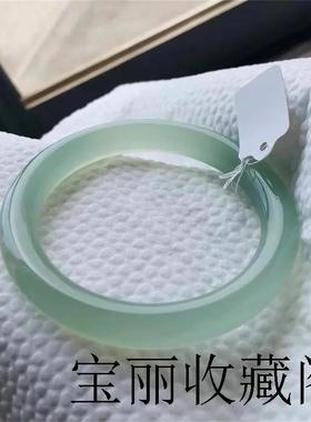 精选高冰透浅绿远山黛美人条玉髓玛瑙手镯圆条玉镯子少女款送礼