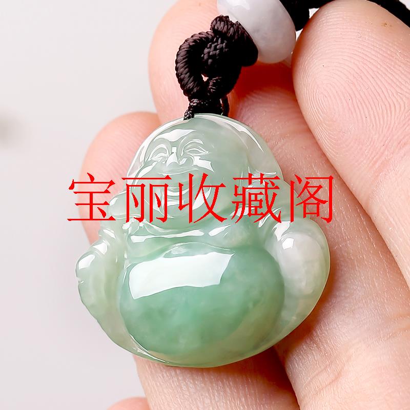 翡翠色吊坠玉佛公大肚弥勒笑佛玉石男女同款保平安小佛公项链玉坠