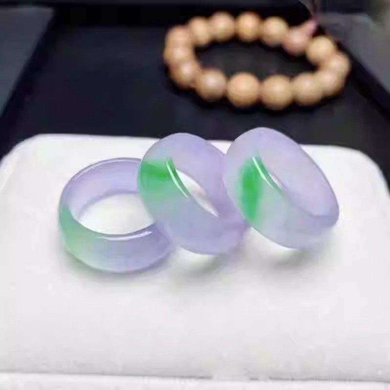 春带彩翡翠色戒指紫罗兰阳绿飘花指环男女情侣扳指白底青宽版戒圈,珠宝/钻石/翡翠,戒指/指环,淘宝优惠券,粉丝福利购,淘宝优惠卷