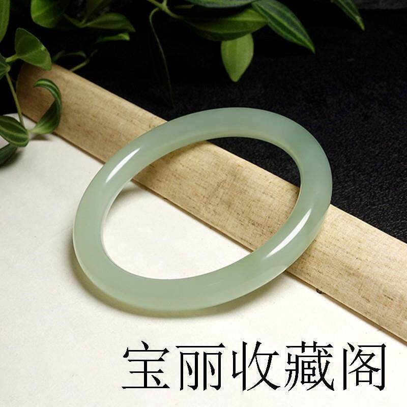 高端新疆和田玉细条手镯晴水女款圆条手镯玉石冰底玉镯美人镯时尚