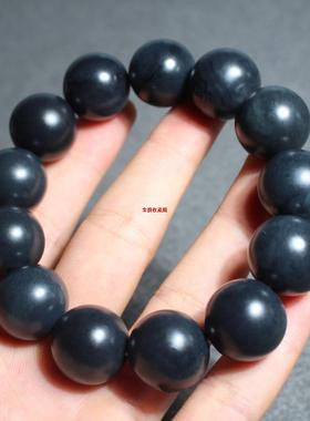 老熟细润聚墨青花籽料和田玉圆珠子手串高级感时尚百搭男款手饰品