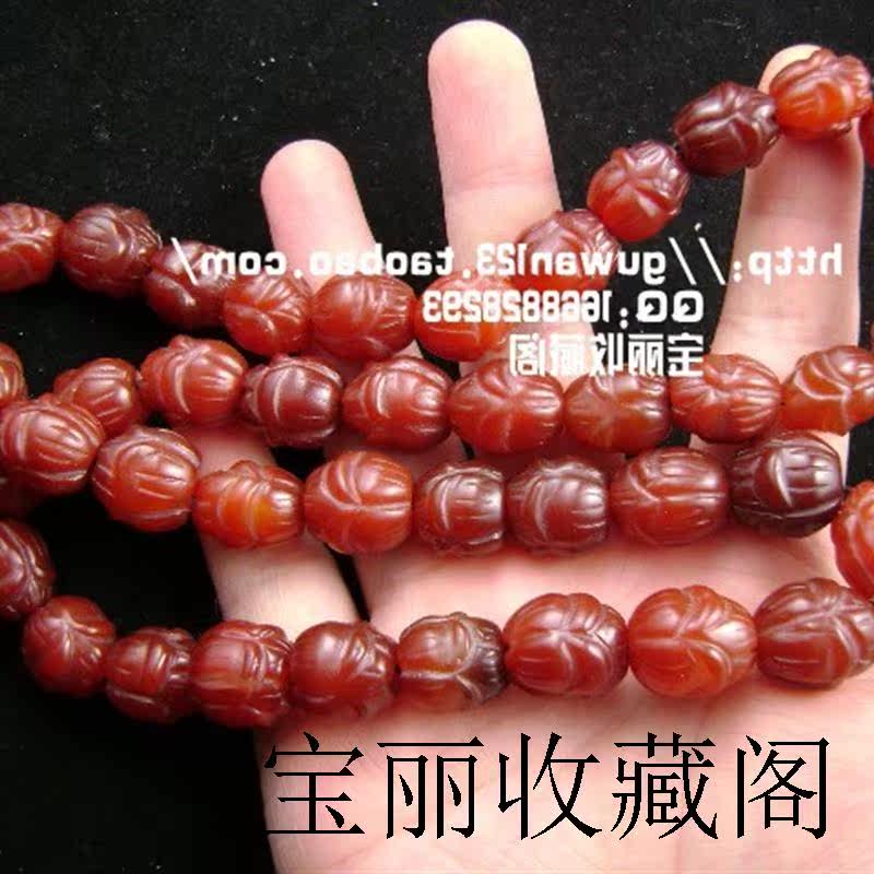 高档原矿老料南红玛瑙佛珠莲花珠玩件念珠手链DIY荷花配饰圆珠链