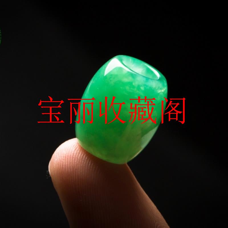 缅甸翡翠色阳绿转运珠挂件冰糯种满绿女款桶珠路路通吊坠锁骨项链