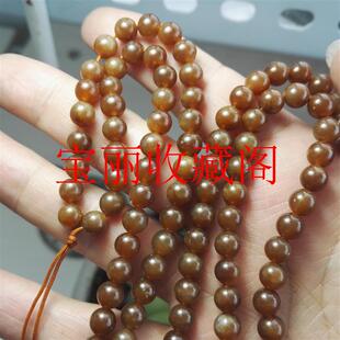 新疆和田玉且末料糖玉红糖108颗佛珠圆珠毛衣项链挂绳手多圈手串