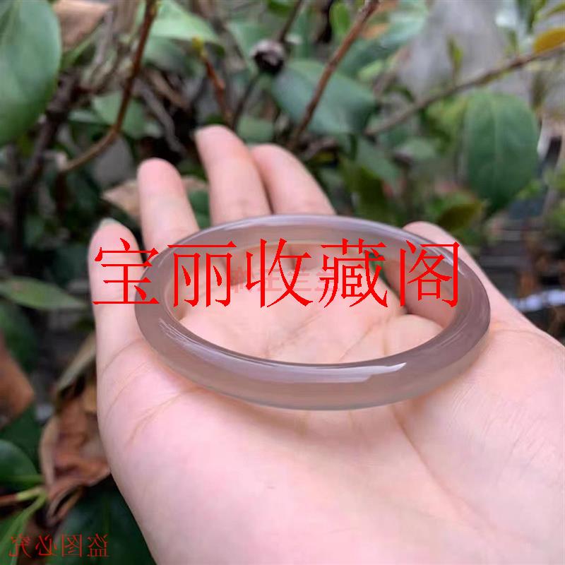 高冰透烟灰紫玛瑙手镯冰种小细圆条叮当美人镯精致时尚气质款女镯