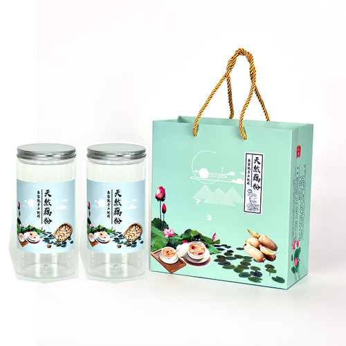 天然藕粉莲子一斤装塑料罐包装盒