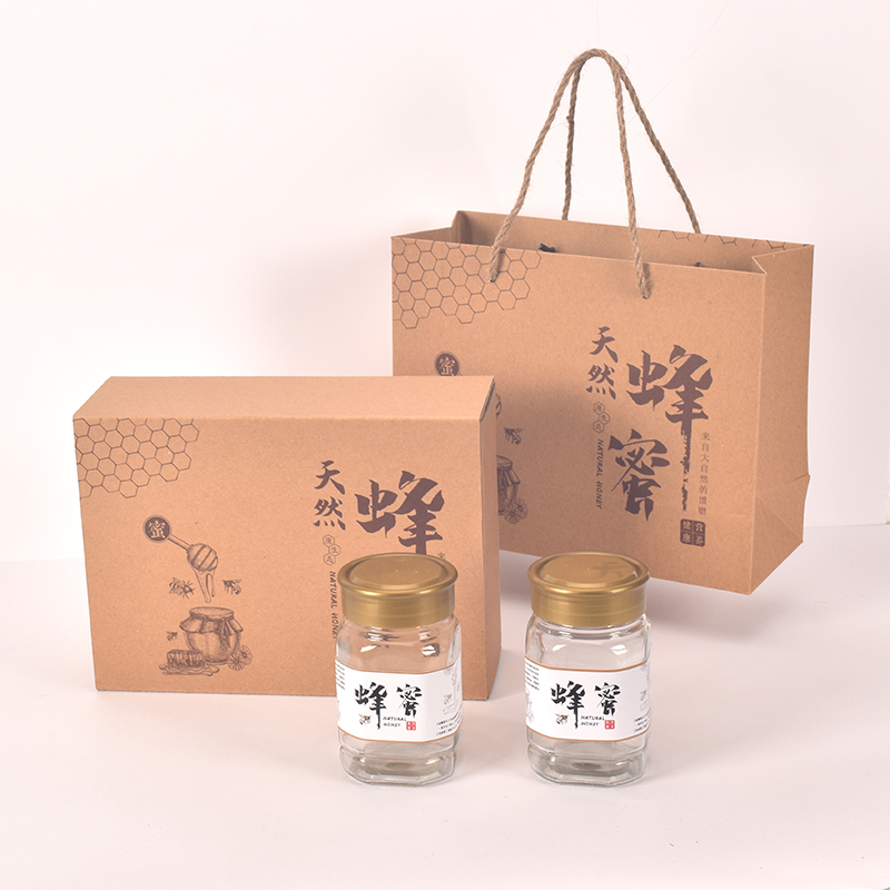 天然蜂蜜包装盒土蜂蜜礼品盒2斤装蜂蜜礼盒包装玻璃瓶 手提袋现货