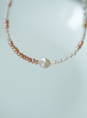 天然淡水珍珠锁骨链小众碎银子