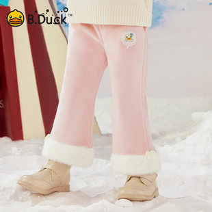加厚小童宝宝加绒保暖直筒裤 B.Duck小黄鸭女童灯芯绒休闲裤 子冬季