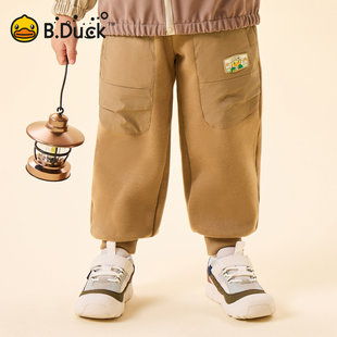 冬季 洋气保暖长裤 新款 裤 男童工装 B.Duck小黄鸭儿童加绒休闲运动裤