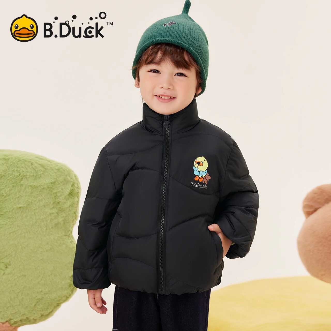 bduck小黄鸭儿童羽绒服上衣冬装新款男童加厚保暖立领外套中小童