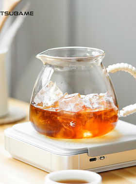 日本燕印TSUBAME复古藤编手冲咖啡分享壶 玻璃杯日式公道杯茶壶