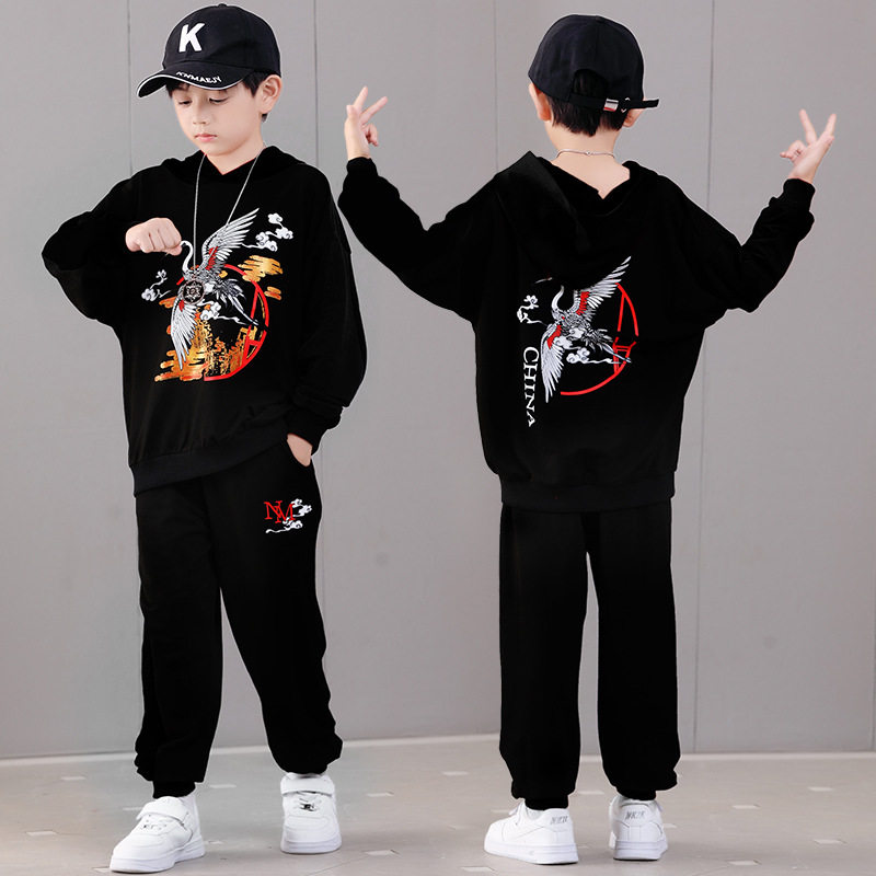 男童春装套装帅气时髦2026新款中大童春秋款卫衣男孩休闲运动装潮