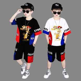 男童短袖套装夏2026年新款夏季韩版童装帅气儿童洋气夏装两件套潮