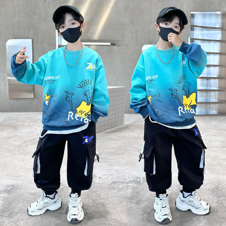 男童春装套装卫衣潮帅2026年新款中大童男孩春秋运动装两件套时髦