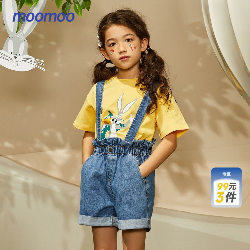 moomoo短裤新款女孩儿牛仔童装