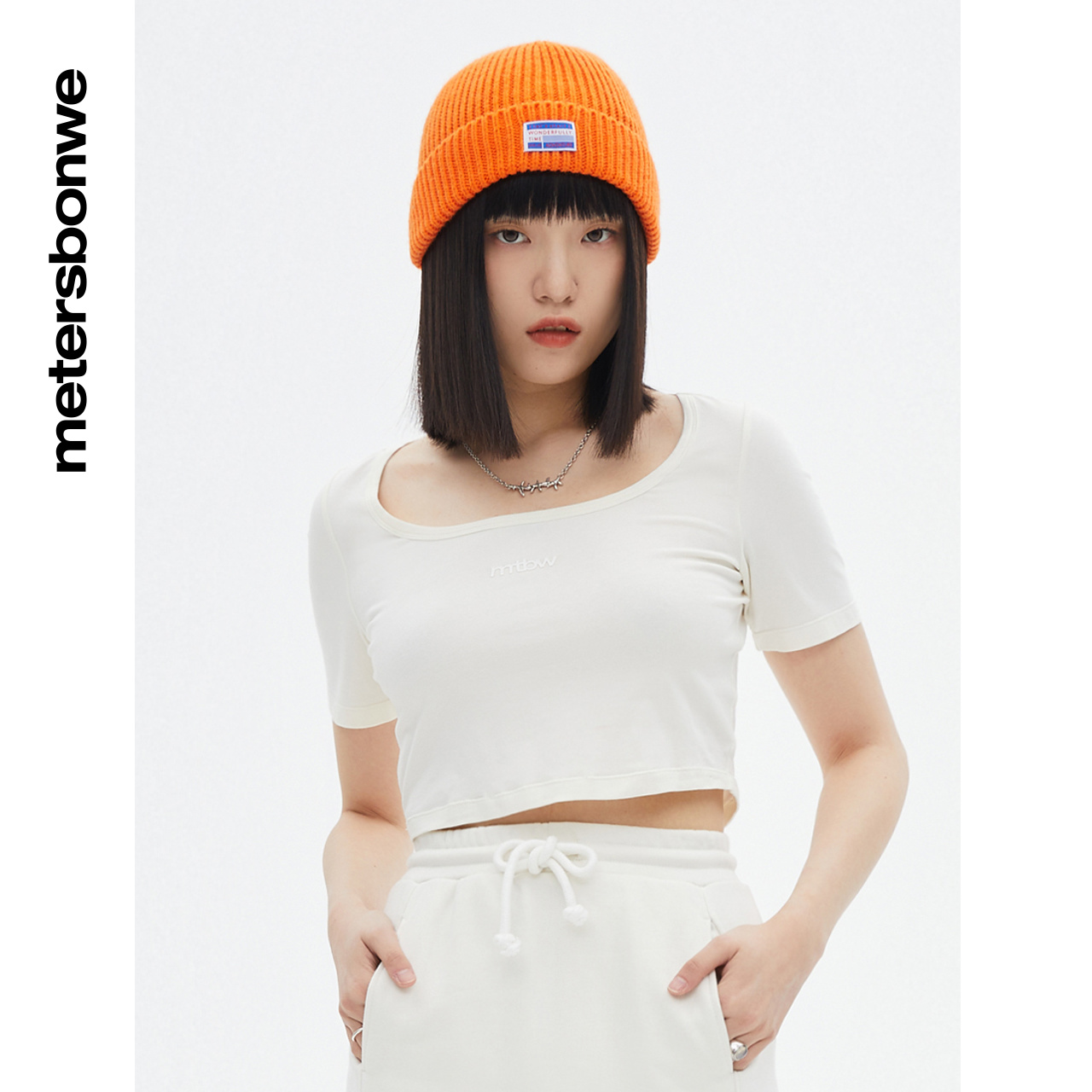 国货美特斯邦威基本印花圆领T恤女
