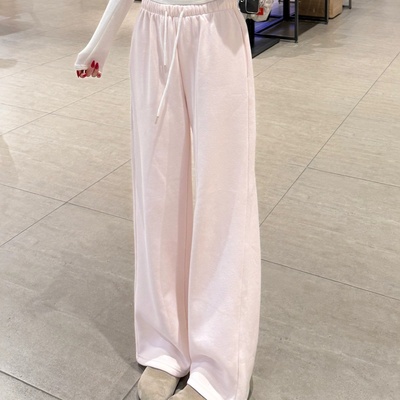 抽绳加绒阔腿裤女秋高腰宽松显瘦