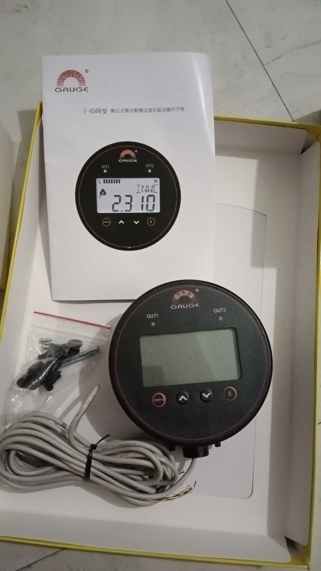 台湾华记数位式微压差表传送器J-4500-Dp002-N 0.25inw.c