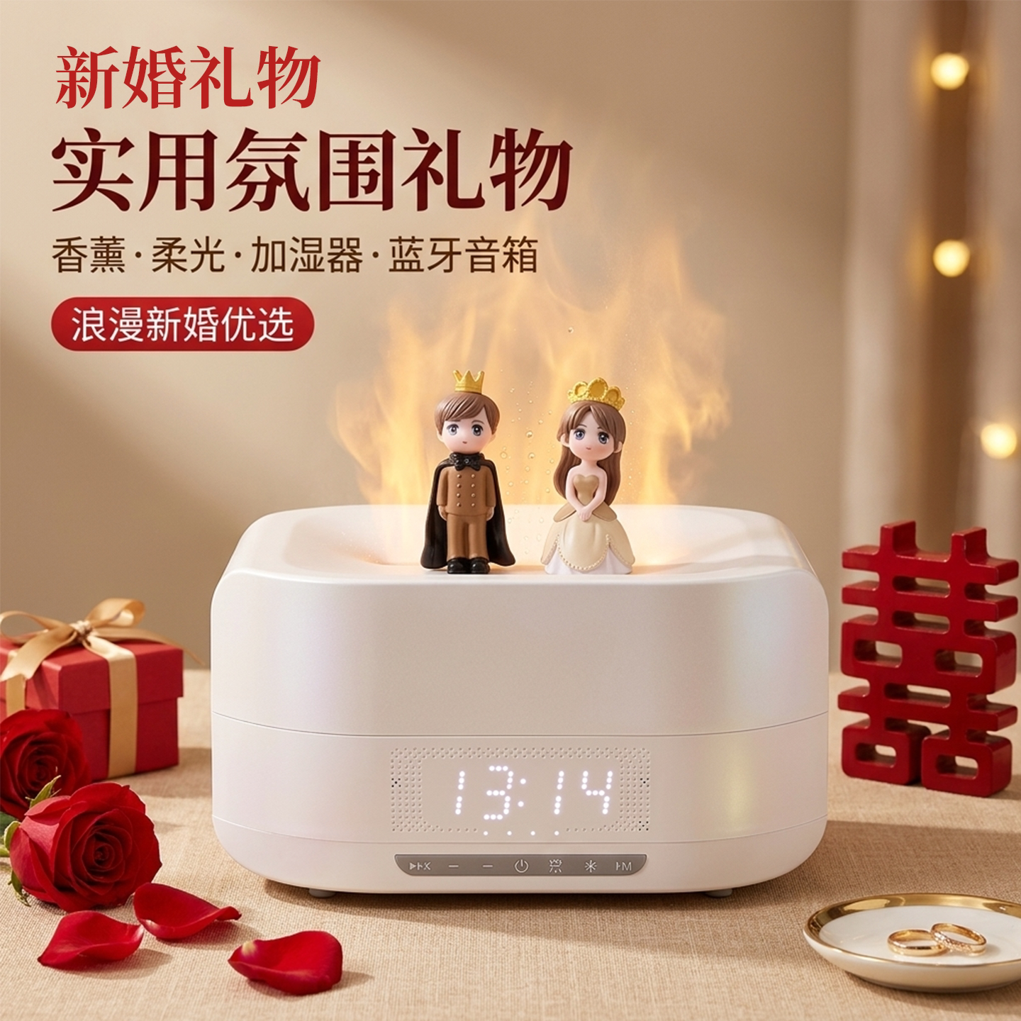 火焰蓝牙音响新婚礼物小众风结婚订婚浪漫创意音箱实用香薰加湿器