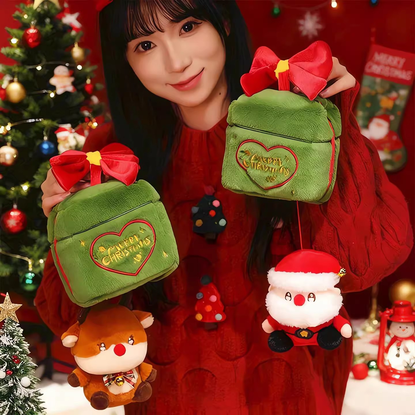 圣诞老人玩偶麋鹿公仔惊喜小礼盒