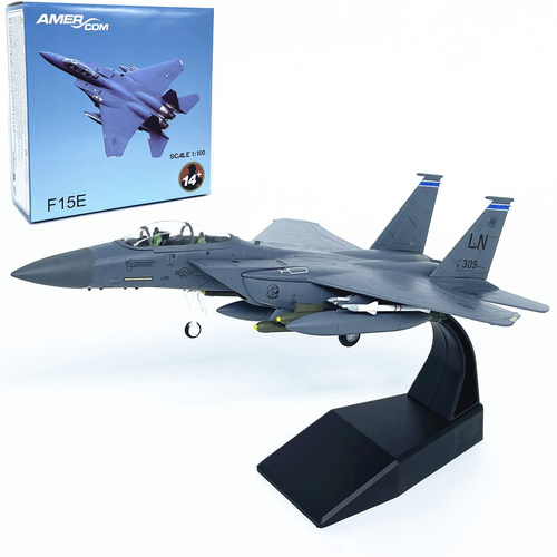 1:100美国F15E战斗机合金战机飞机模型仿真成品摆件免胶分色AMER