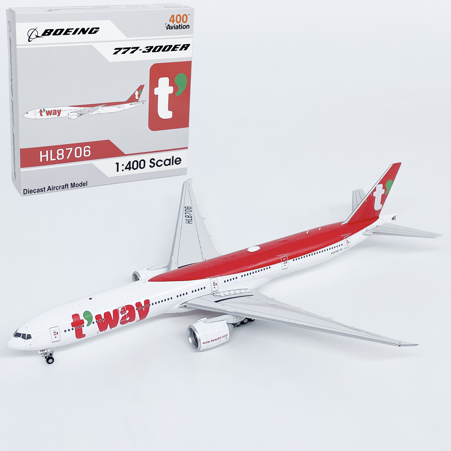 AV 1:400德威航空B777-300ER客机HL8706仿真飞机模型合金收藏