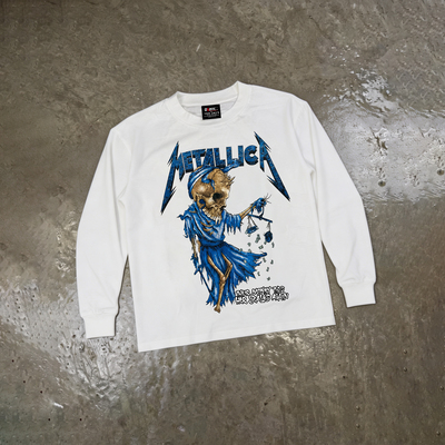 Metallica金属乐队雨神vintage tee美式复古vtg长袖T恤fog上衣服