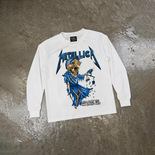 Metallica金属乐队雨神vintage tee美式复古vtg长袖T恤fog上衣服