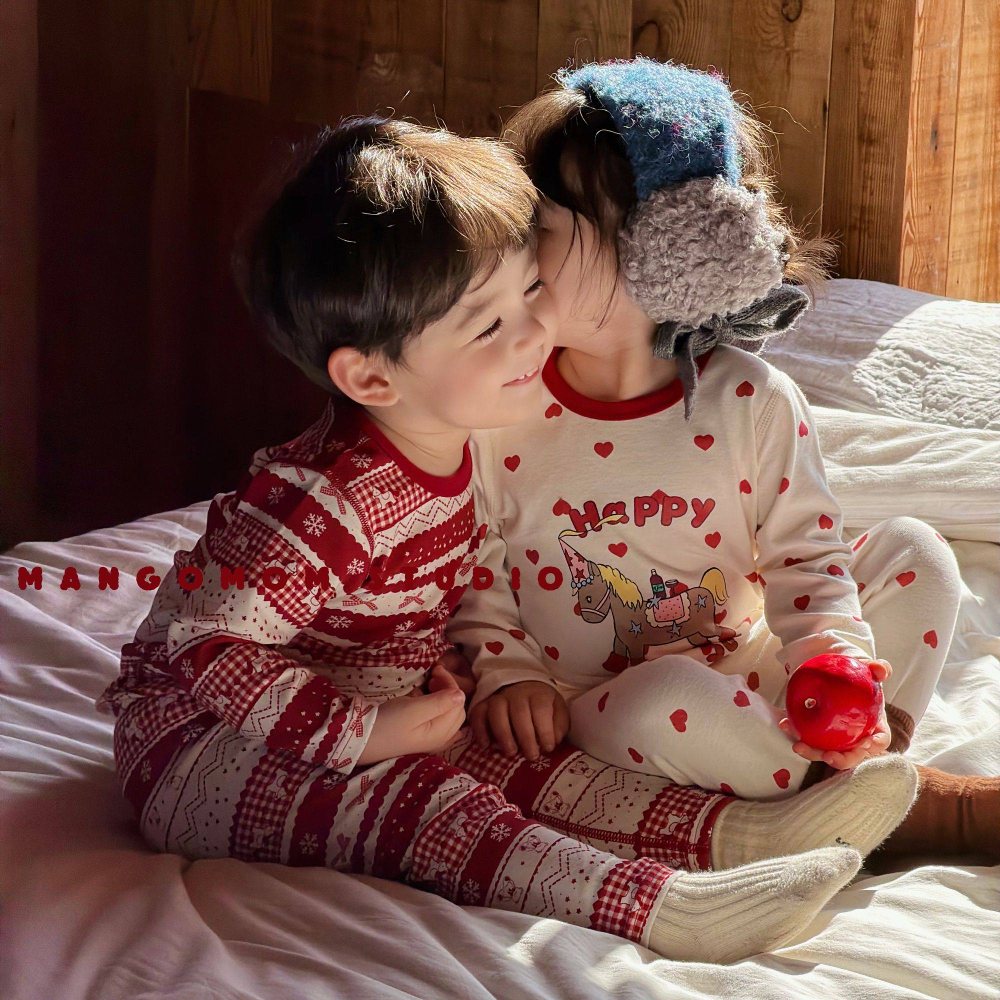 [新年款]宝宝亲子装马年家居服套装本命年男女童纯棉秋衣秋裤童装