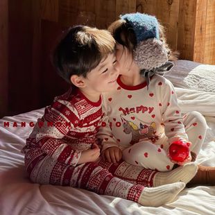 儿童本命年睡衣男童女童纯棉秋衣秋裤 家居服套装 亲子装 宝宝新年款