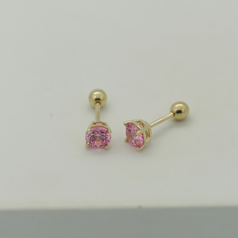 韓國純10K金粉鉆擰螺絲耳骨釘