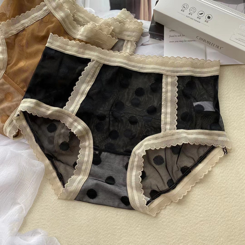 魅丽翘波点纯棉裆透视三角短裤