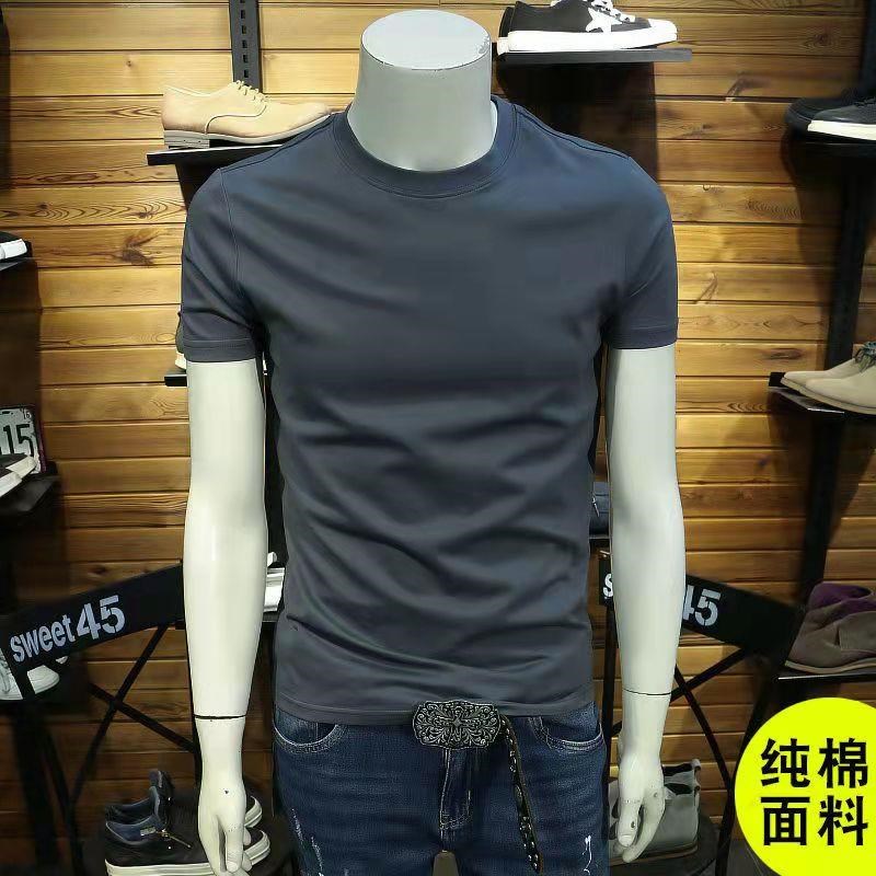 短袖T恤男士夏季韩版潮流修身纯棉半袖打底衫圆领百搭休闲体恤