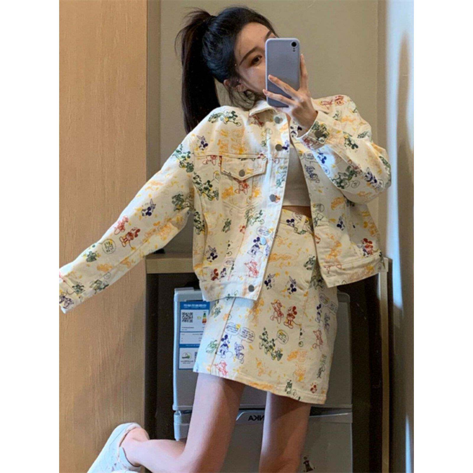 专柜牛仔外套短裙两件套女2025春秋新款时尚百搭潮流上衣裙子套装